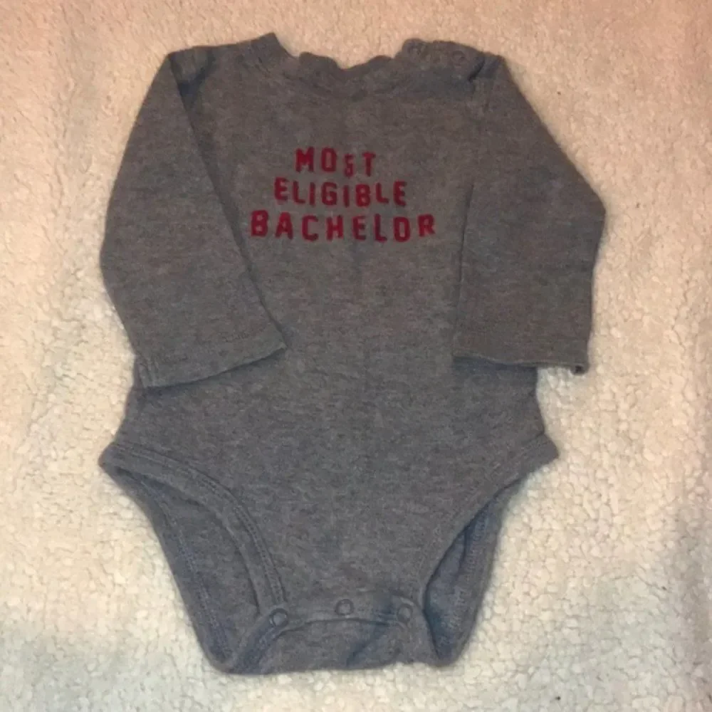Carters size 12 months Most eligible bachelor gray one piece
